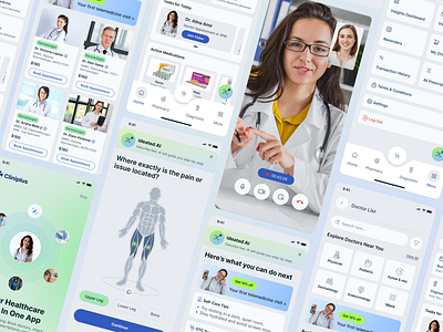 AI Healthcare & Wellness Mobile App UI/UX Design ai healthcare app ai medical assistant ai symptom checker ai wellness design digital health design doctor consultation app health diagnostic app health tracking app healthcare app design healthcare interface design ideatedlab medical app ui medical mobile app design medical ui ux design modern medical ui patient care app symptom checker app telemedicine app design wellness app ui