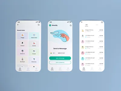 Directify - Contact Saving App app design chat contact creative design mobile mobile app mobile ui ui ui design