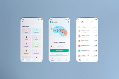 Directify - Contact Saving App app design chat contact creative design mobile mobile app mobile ui ui ui design