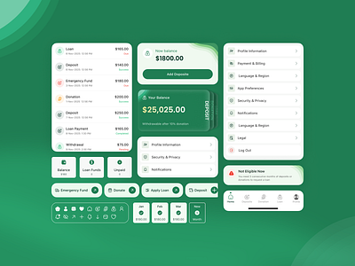 Fintech Mobile App UI Component Library app ui charity component library figma fintech mobile app ui