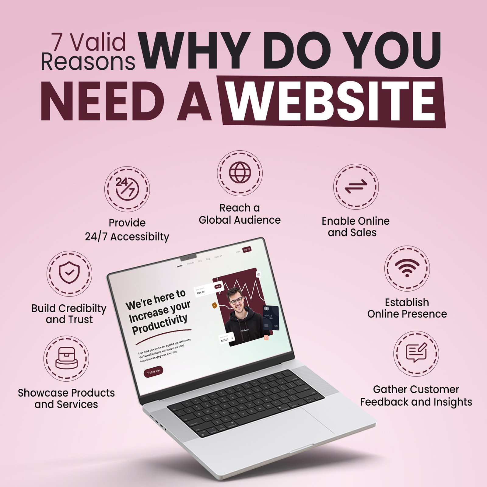 7 Valid Reasons Why You Need a Website business website creative agency digital marketing infographic design minimal design online branding startup growth ui design web design website development