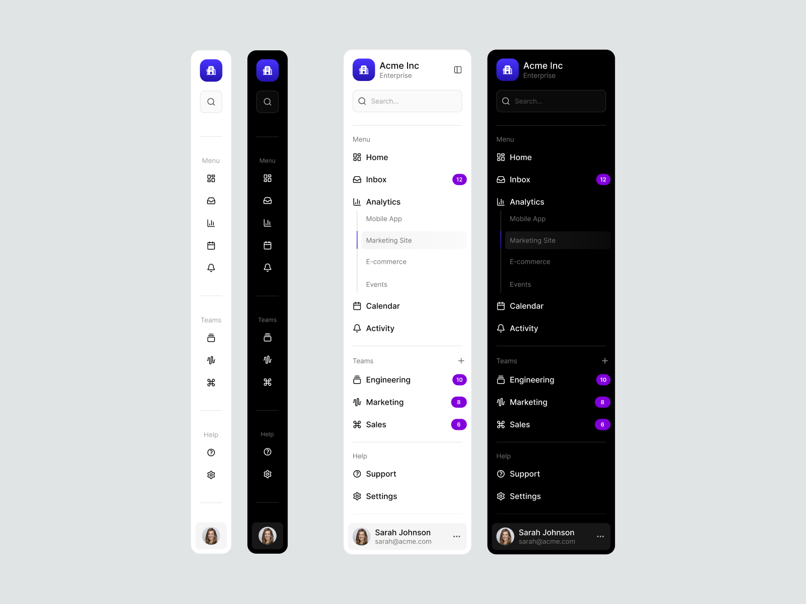 Sidebar Navigation Menu dark mode dashboard dashboard side bar figma light mode nav navigation side menu sidebar web app