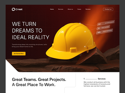 Construction Landing Page architect architecture branding builder building company website construction corporate website design engineering figma header illustration industrial design landing ui uiux ux vector website