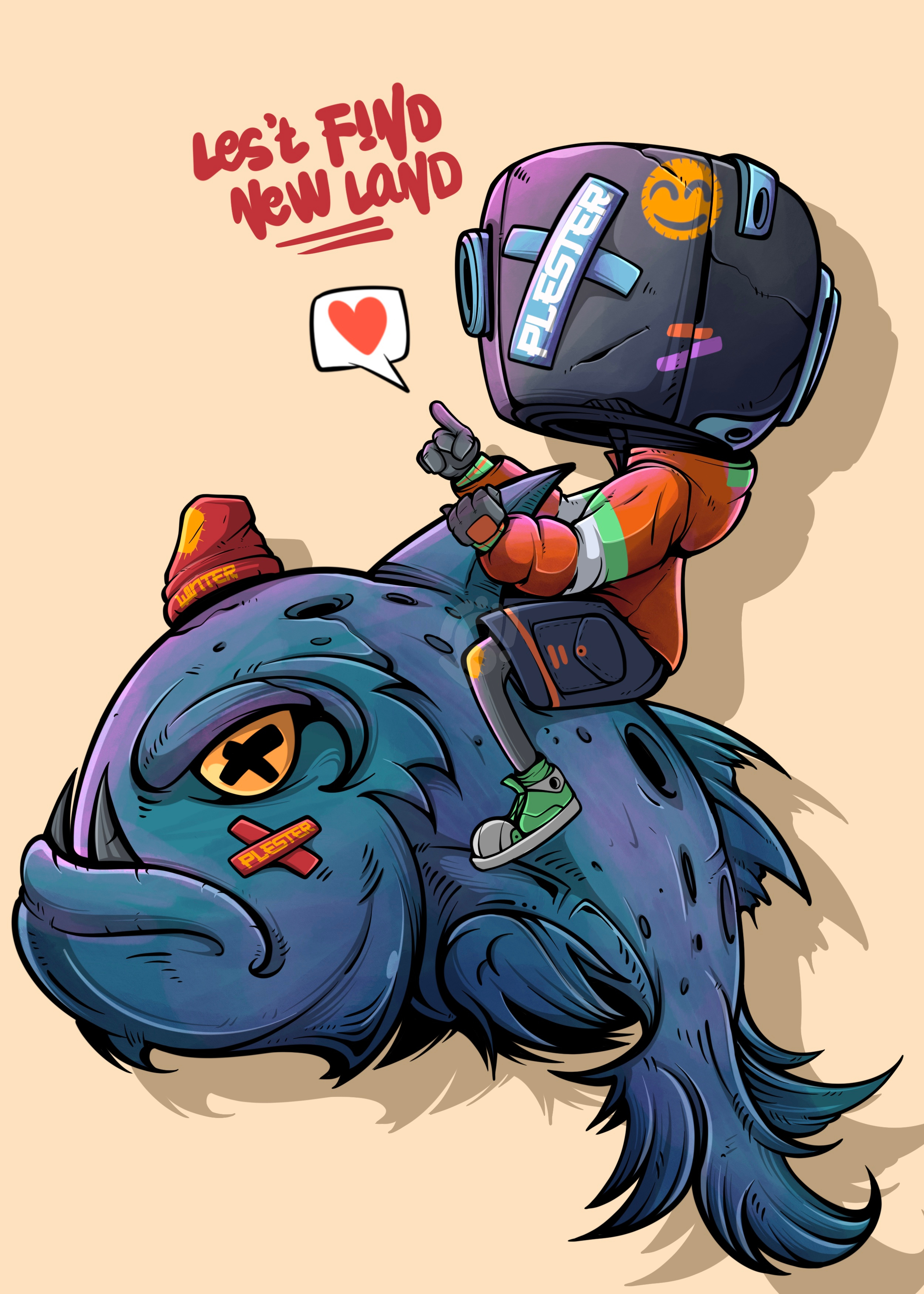 Lets find New Land apparel art character clothing cyberpunk design doodle dystopian game illustration merchandise nft sticker vector