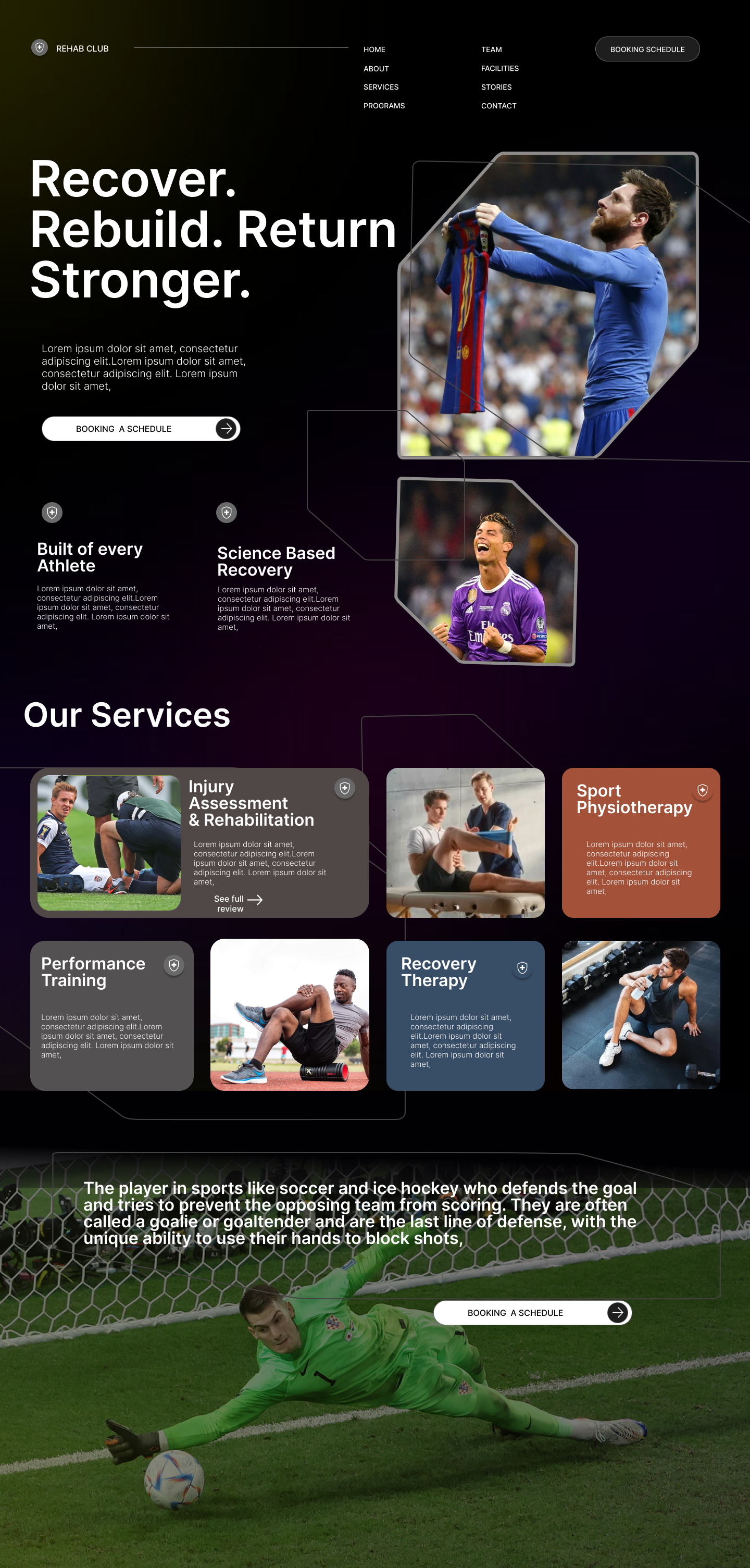 Rehab Club Website app design graphic design illustration rehab website sport website ui ui ix uiux design ux vector web web design website