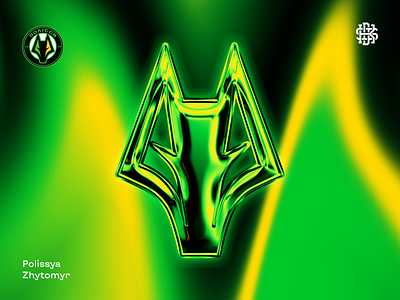 Wolf Iridescent Logo 3d logo abstract chrome emblem embossed fc football gel glass glow neon polissia wolf wolverhampton wolves
