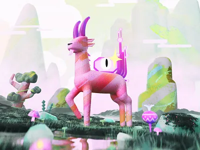 NO.H / 猼訑 Bó Tuó - 36days 36days 3d animal animation c4d goat illustration monster mythic
