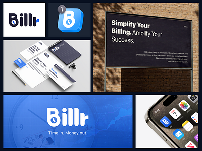 Billr Branding – Simplify Time Tracking & Invoicing appbranding brandingdesign fintechlogo freelancerapp logodesign minimalbranding mobileappbranding saasbrandidentity