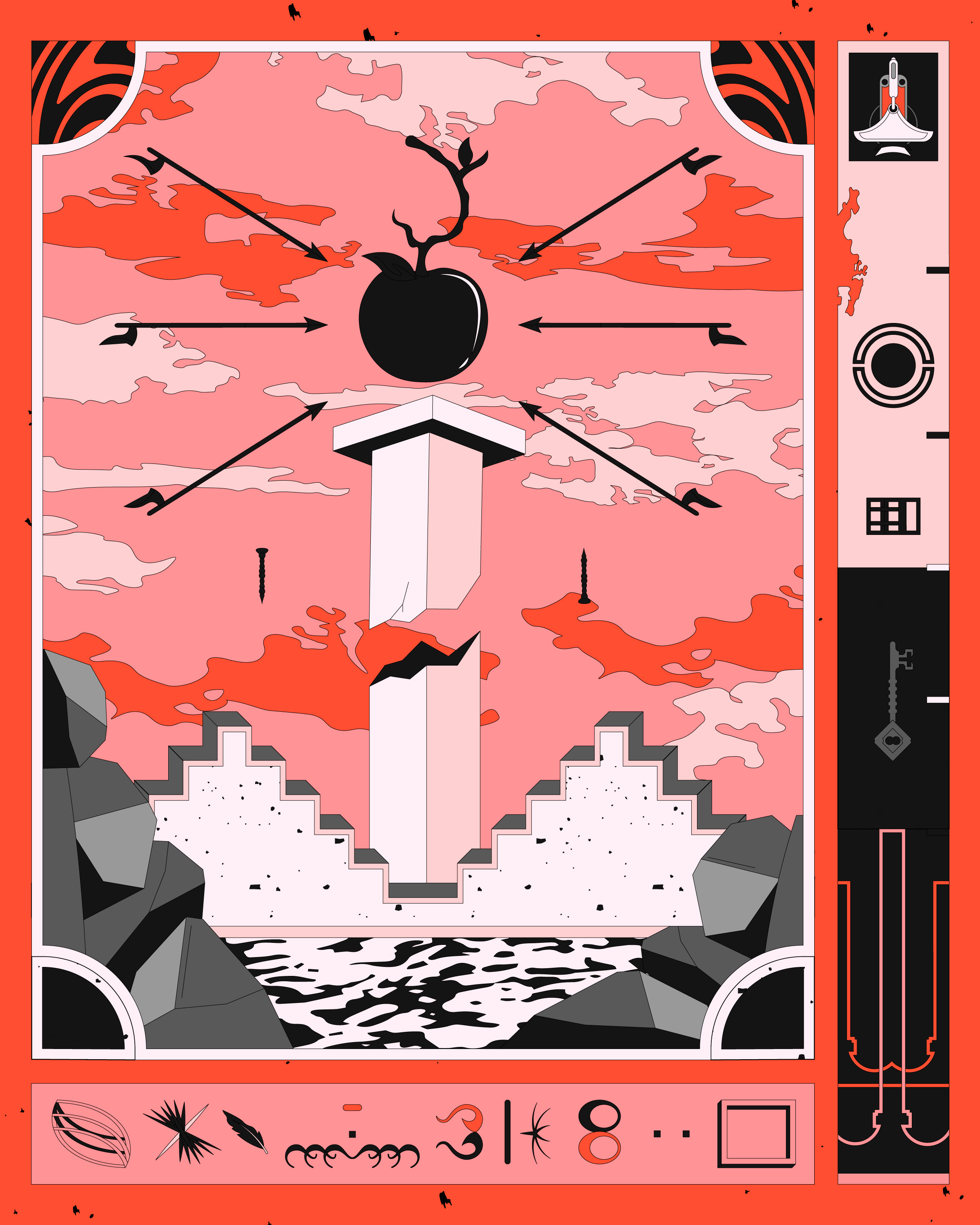 Black Apple color palette colorful design digital art graphic art grid illustration pink symbols vector vector art vectorart