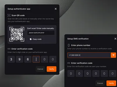 2 Factor Authentication Screens 2 factor authentication 2fa authentication design saas design security security settings ui ui design ui designer ux ux design verification web design