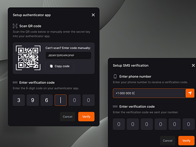 2 Factor Authentication Screens 2 factor authentication 2fa authentication design saas design security security settings ui ui design ui designer ux ux design verification web design