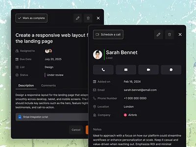 Task and User Management Modals design saas design software task management tasks ui ui design ui designer user management users ux ux design web app web design webapp