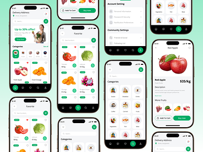 Grocery Story Shopping Mobile App Design app design design agency design concept ecommerce app food delivery app fresh food green grocery app grocery app design grocery delivery app grocery market grocery mobile app grocery store app ios mobile app online shop app online store shop app supermarket ui ux agency