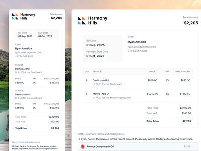 Responsive Invoice Design — Desktop & Mobile accounting billing design invoice invoicing product design responsive saas saas design software ui ui design ui designer ux ux design web app web design webapp
