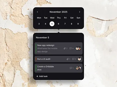Calendar + Task Management calendar crm date picker design product design saas saas design software task management tasks ui ui design ui designer ux ux design web design