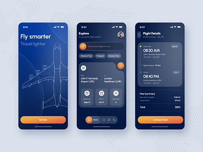 AI-Powered Flight Booking App airline airplane airport boarding pass booking booking app fightbooking ios ticket booking tour app travel app ui uiux