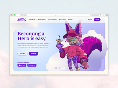 Guild of Heroes - Hero Section concept character hero hero section illustration ui web websites
