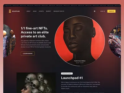Miuzium NFT Website animation art gallery art gallery website blockchain crypto fine art jitter nft nft website ui uiux web design