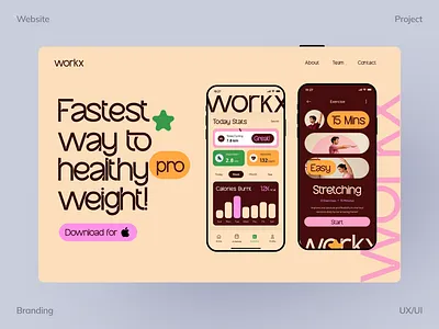 Gym Landing Page Workout App Website app header app landing page branding graphic design gym website ui workout app yoga landing page