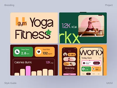 Fitness App Branding branding funky branding logo fitness graphic design modern branding modern colors social media yoga branding