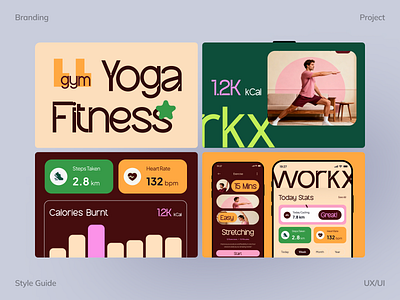 Fitness App Branding branding funky branding logo fitness graphic design modern branding modern colors social media yoga branding