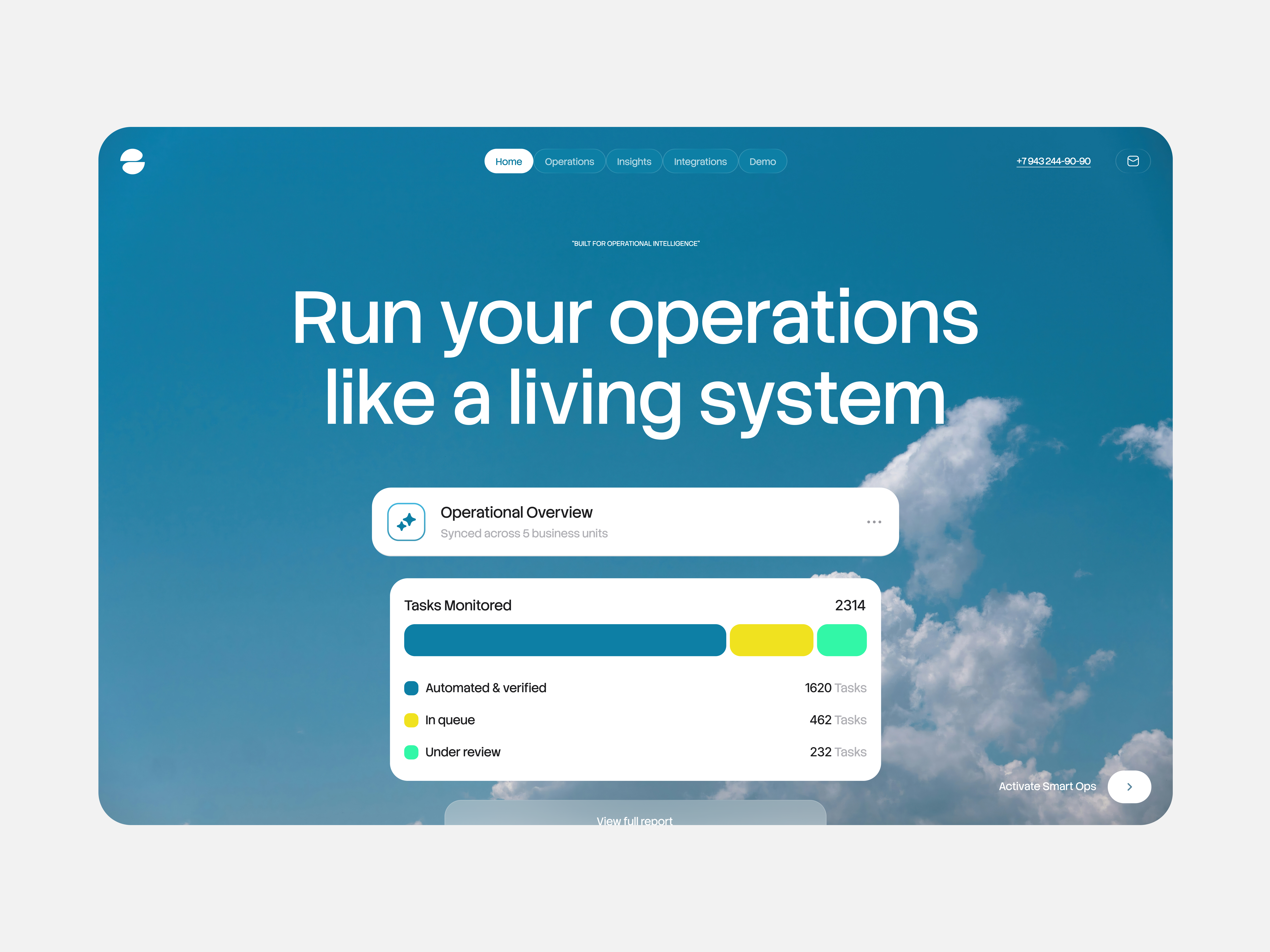 Living System Operations bussiness clean dashboard design minimal modern saas taskmanagement ui user experience user interface ux web design website