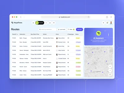 Routes Management Dashboard dashboard logistics product design routes transportation ui ui design ux design web platform