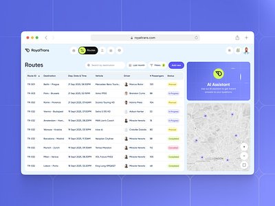 Routes Management Dashboard dashboard logistics product design routes transportation ui ui design ux design web platform