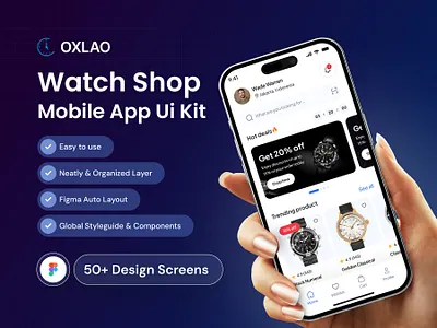Oxlao Watch Store Mobile App Kit app design design figma mobile app ui uiux user experience