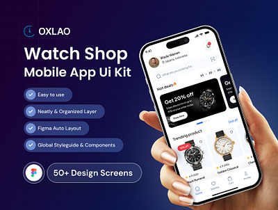 Oxlao Watch Store Mobile App Kit app design design figma mobile app ui uiux user experience