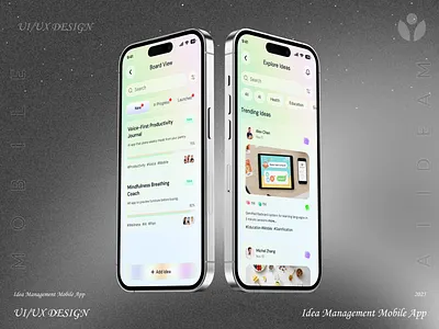 AI Idea Management Mobile App ai design app design appconcept cleanui design idea management illustration minimaldesign mobile app mobileappdesign modern ui productdesign smartapp taskmanagement ui uidesign uxdesign