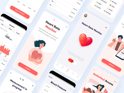 ❣️ PulsePlus - Heart Rate Tracker app fitness graphic design health heart mobile product tracker ui ux