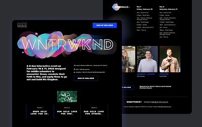 Event Landing Page abstract shapes anding page animated logo branding dark ui event design gradient typography ui design web design youth event