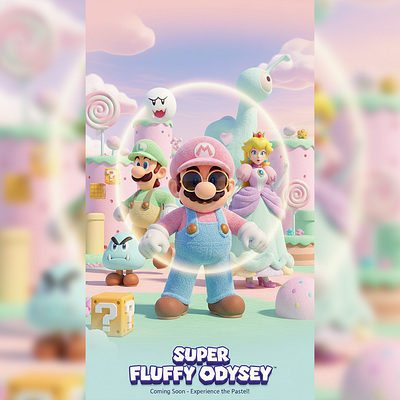 Super Mario in Pastel 3d branding illustration motion graphics video web