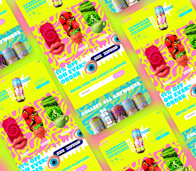 SAFTI WEBSITE Mockup & Concept beverage branding drink food graphic design illustration kawaii matcha mockup modern pop art strawberry ui ux vectorart webseite