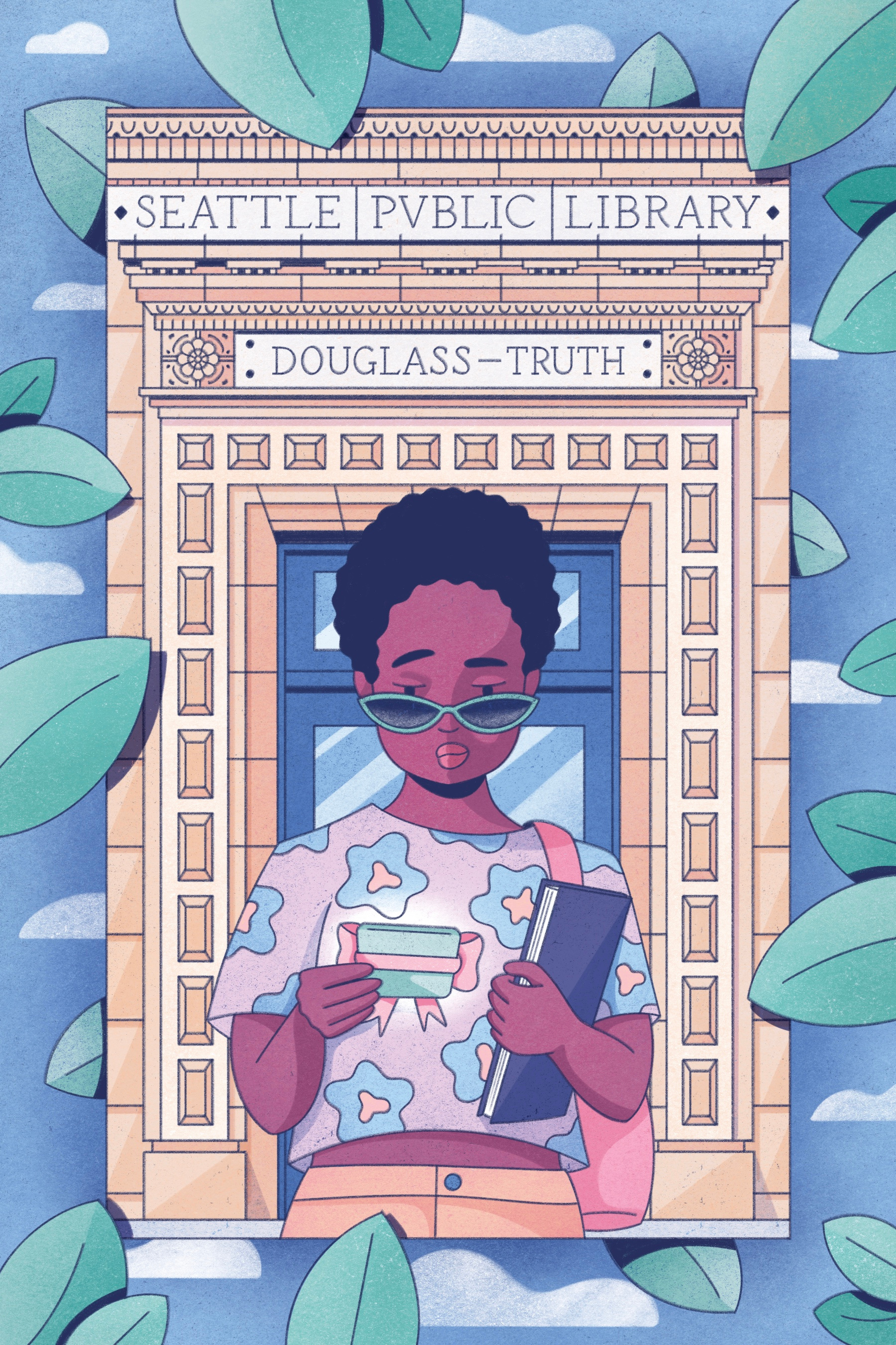 Library design editorial illustration illustration procreate texture woman