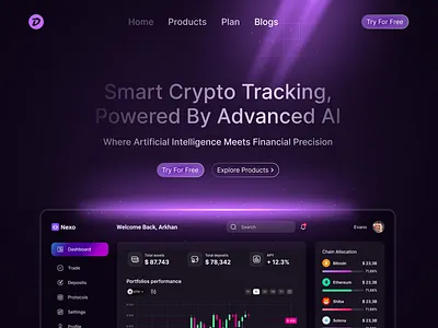 Glowing Dark Theme Landing Page dark theme glow ui landing page website design