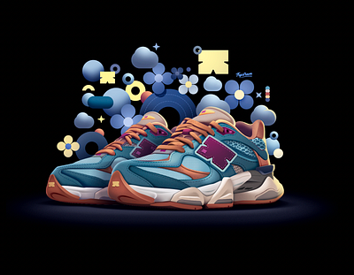 K-SNKRS brand brandillustration branding illustration lifestyle mode nb shoes sneakerillustration sneakers technic tokyo