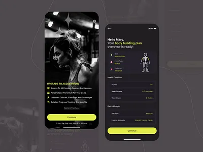 Fitness app ui kit android appdesign darktheme figma fitnessapp ios mobileui uidesign userinterface uxdesign workoutapp