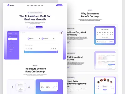 Decamp: The AI Assistant Built for Business Growth 🚀 ai ai assistant artificial intelligence automation b2b saas branding business growth clean ui design dribbble interface landing page minimal design product design software as a service technology ui web design