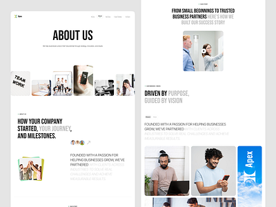 Apex Consulting – About Us Page Design interface product service startup ui ux web