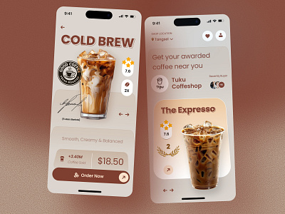 Clod Brew Coffe apps Explorations apps clean coffe dashboard designer detail page experience figma illustration interface ios iphone landing page minimalist mobile smooth splash screen trend ui ux