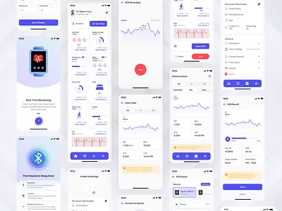 Smart Health & Bio-Sensor Monitoring App UI appdesign biometrics dashboarddesign designif dribbble ecgmonitor figmadesign healthtech illustration inspiration interface medicalapp mobileappdesign patientmonitoring productdesign uiuxdesign uxdesign