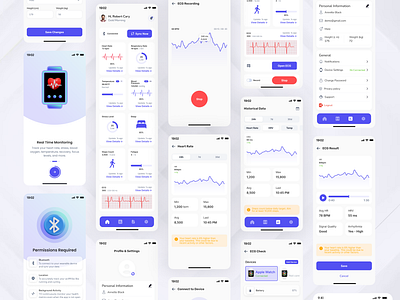 Smart Health & Bio-Sensor Monitoring App UI appdesign biometrics dashboarddesign designif dribbble ecgmonitor figmadesign healthtech illustration inspiration interface medicalapp mobileappdesign patientmonitoring productdesign uiuxdesign uxdesign