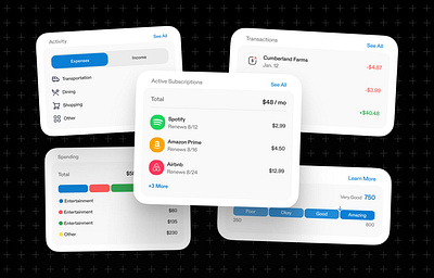 Widgets app bars branding design figma finance graphic design icon illustration list logo money savings spending total transactions ui ux widgets