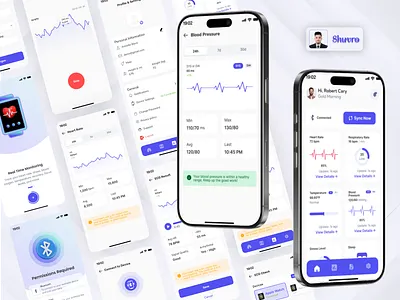Smart Health & Bio-Sensor Monitoring App UI 3d animation biometrics branding designif dribbble ecgmonitor healthapp healthtech medicalapp mobileappdesign productdesign ui wearabletech