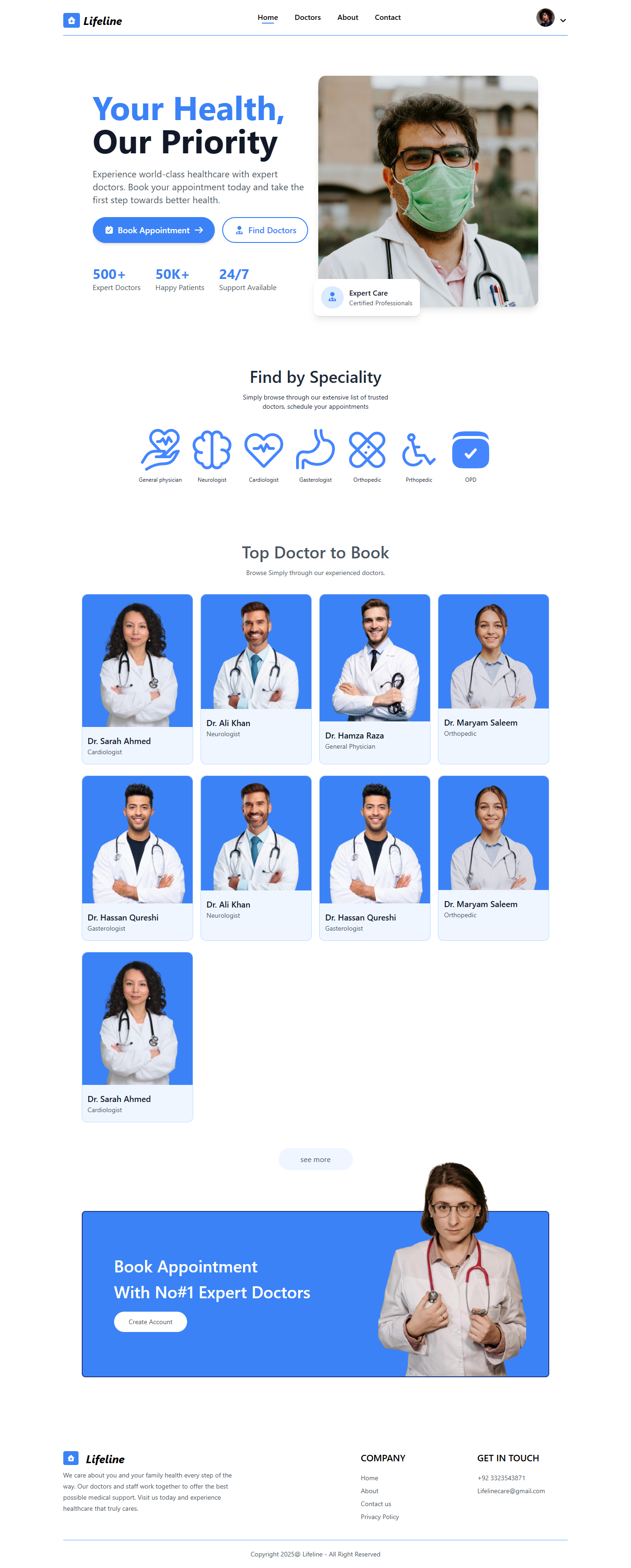 Lifeline — Doctor Appointment Booking System branding clean web ui design design portfolio project design system figma figma ui design illustration logo ui