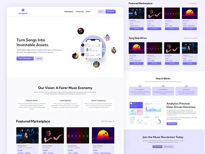 Turn Songs Into Investable Assets creativedirection figma interactiondesign musicplatform musicui musicweb musicwebsiteui websitedesign