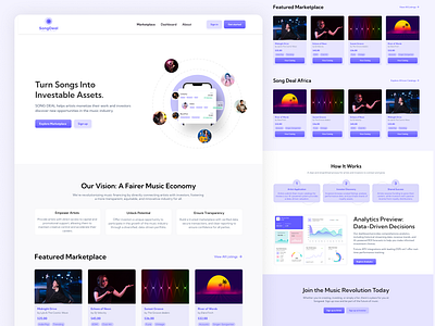 Turn Songs Into Investable Assets creativedirection figma interactiondesign musicplatform musicui musicweb musicwebsiteui websitedesign