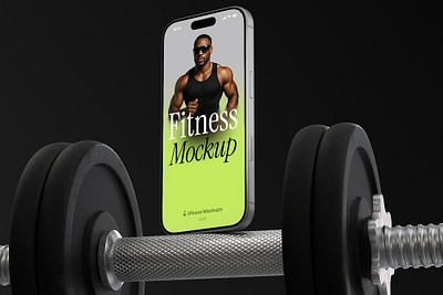 iPhone 17 Pro Fitness Mockup for iphone-mockups.com 3d dumbbell fitness iphone mockup